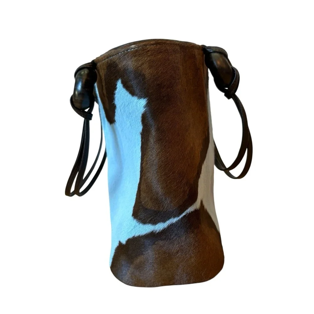 Renaud Pellegrino Paris Blue Brown Hair-On-Hide Leather Tote Bag France